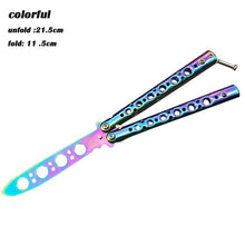 Load image into Gallery viewer, 1Day Ship Colorful Stainless Steel Knife Butterfly Training Knife Outdoor Competition Knife Blunt Tool No Blade Balisong Trainer