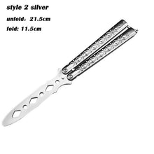 Load image into Gallery viewer, 1Day Ship Colorful Stainless Steel Knife Butterfly Training Knife Outdoor Competition Knife Blunt Tool No Blade Balisong Trainer