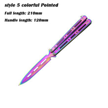 Load image into Gallery viewer, 1Day Ship Colorful Stainless Steel Knife Butterfly Training Knife Outdoor Competition Knife Blunt Tool No Blade Balisong Trainer