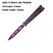 Load image into Gallery viewer, 1Day Ship Colorful Stainless Steel Knife Butterfly Training Knife Outdoor Competition Knife Blunt Tool No Blade Balisong Trainer