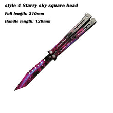 Load image into Gallery viewer, 1Day Ship Colorful Stainless Steel Knife Butterfly Training Knife Outdoor Competition Knife Blunt Tool No Blade Balisong Trainer
