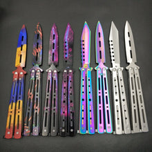 Load image into Gallery viewer, Dropship 440C Steel Training folding Knife butterfly in knife titanium practice tool no edge dull training knife kit accessories