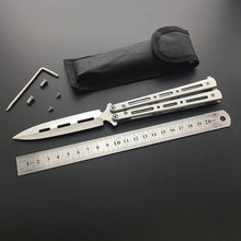 Load image into Gallery viewer, Dropship 440C Steel Training folding Knife butterfly in knife titanium practice tool no edge dull training knife kit accessories