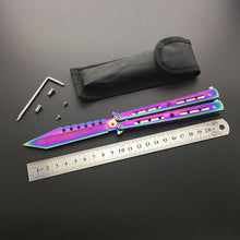 Load image into Gallery viewer, Dropship 440C Steel Training folding Knife butterfly in knife titanium practice tool no edge dull training knife kit accessories