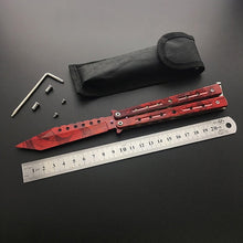 Load image into Gallery viewer, Dropship 440C Steel Training folding Knife butterfly in knife titanium practice tool no edge dull training knife kit accessories