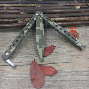 Titanium Rainbow color 5Cr13Mov Stainless Steel knife Butterfly Training Knife butterfly knife game knife dull tool no edge