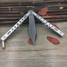 Load image into Gallery viewer, Titanium Rainbow color 5Cr13Mov Stainless Steel knife Butterfly Training Knife butterfly knife game knife dull tool no edge
