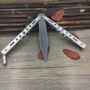 Titanium Rainbow color 5Cr13Mov Stainless Steel knife Butterfly Training Knife butterfly knife game knife dull tool no edge