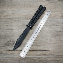 Load image into Gallery viewer, Titanium Rainbow color 5Cr13Mov Stainless Steel knife Butterfly Training Knife butterfly knife game knife dull tool no edge

