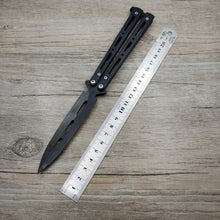 Load image into Gallery viewer, Titanium Rainbow color 5Cr13Mov Stainless Steel knife Butterfly Training Knife butterfly knife game knife dull tool no edge
