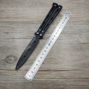 Titanium Rainbow color 5Cr13Mov Stainless Steel knife Butterfly Training Knife butterfly knife game knife dull tool no edge