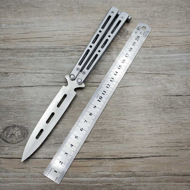 Titanium Rainbow color 5Cr13Mov Stainless Steel knife Butterfly Training Knife butterfly knife game knife dull tool no edge