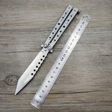 Load image into Gallery viewer, Titanium Rainbow color 5Cr13Mov Stainless Steel knife Butterfly Training Knife butterfly knife game knife dull tool no edge
