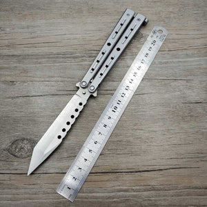 Titanium Rainbow color 5Cr13Mov Stainless Steel knife Butterfly Training Knife butterfly knife game knife dull tool no edge