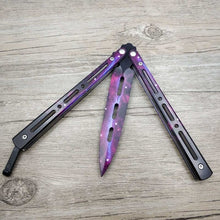 Load image into Gallery viewer, Titanium Rainbow color 5Cr13Mov Stainless Steel knife Butterfly Training Knife butterfly knife game knife dull tool no edge
