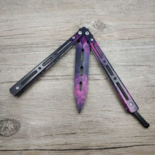 Load image into Gallery viewer, Titanium Rainbow color 5Cr13Mov Stainless Steel knife Butterfly Training Knife butterfly knife game knife dull tool no edge
