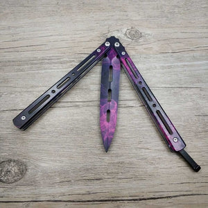 Titanium Rainbow color 5Cr13Mov Stainless Steel knife Butterfly Training Knife butterfly knife game knife dull tool no edge
