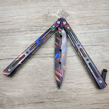 Load image into Gallery viewer, Titanium Rainbow color 5Cr13Mov Stainless Steel knife Butterfly Training Knife butterfly knife game knife dull tool no edge
