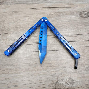 Titanium Rainbow color 5Cr13Mov Stainless Steel knife Butterfly Training Knife butterfly knife game knife dull tool no edge