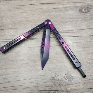 Titanium Rainbow color 5Cr13Mov Stainless Steel knife Butterfly Training Knife butterfly knife game knife dull tool no edge