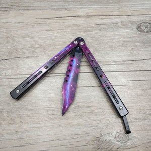 Titanium Rainbow color 5Cr13Mov Stainless Steel knife Butterfly Training Knife butterfly knife game knife dull tool no edge