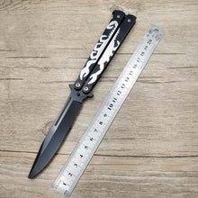 Load image into Gallery viewer, Titanium Rainbow color 5Cr13Mov Stainless Steel knife Butterfly Training Knife butterfly knife game knife dull tool no edge
