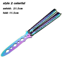 Load image into Gallery viewer, 1Day Ship Colorful Stainless Steel Knife Butterfly Training Knife Outdoor Competition Knife Blunt Tool No Blade Balisong Trainer

