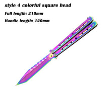 Load image into Gallery viewer, 1Day Ship Colorful Stainless Steel Knife Butterfly Training Knife Outdoor Competition Knife Blunt Tool No Blade Balisong Trainer
