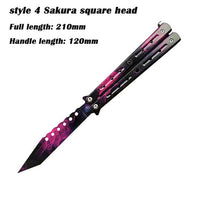 Load image into Gallery viewer, 1Day Ship Colorful Stainless Steel Knife Butterfly Training Knife Outdoor Competition Knife Blunt Tool No Blade Balisong Trainer
