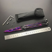 Load image into Gallery viewer, Dropship 440C Steel Training folding Knife butterfly in knife titanium practice tool no edge dull training knife kit accessories
