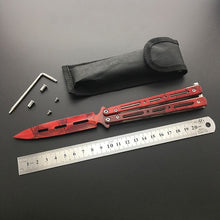 Load image into Gallery viewer, Dropship 440C Steel Training folding Knife butterfly in knife titanium practice tool no edge dull training knife kit accessories

