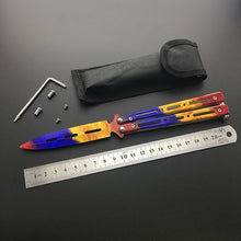 Load image into Gallery viewer, Dropship 440C Steel Training folding Knife butterfly in knife titanium practice tool no edge dull training knife kit accessories
