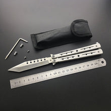 Load image into Gallery viewer, Dropship 440C Steel Training folding Knife butterfly in knife titanium practice tool no edge dull training knife kit accessories
