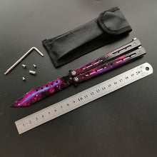 Load image into Gallery viewer, Dropship 440C Steel Training folding Knife butterfly in knife titanium practice tool no edge dull training knife kit accessories
